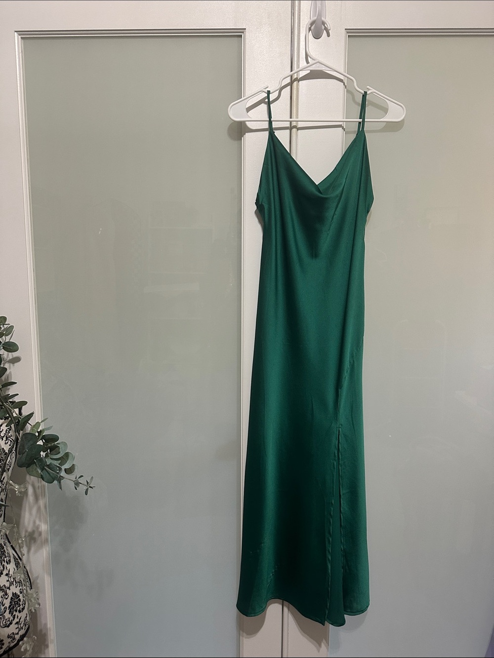 Satin Emerald Green Slip Maxi Dress